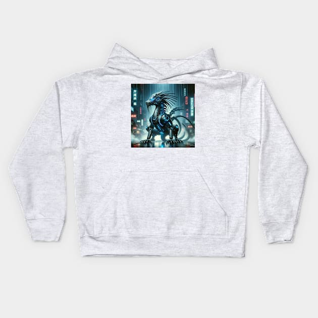 Cyber Dragon Kids Hoodie by ElectricPeacock